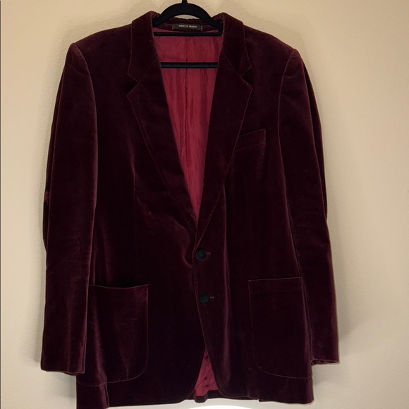 Yves Saint Laurent Men’s Burgundy Velvet Blazer - Picture 1 of 6